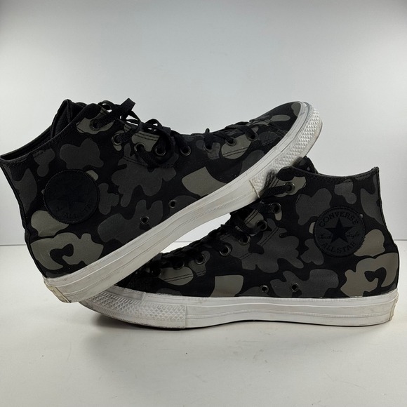 Converse Chuck Taylor All Star II High Top Black Grey Camo Sneakers Men's 12 - Picture 11 of 14